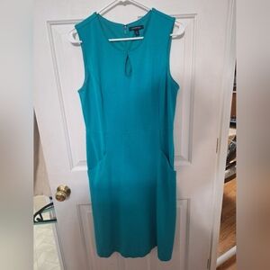 Lands' End Teal Sleeveless Shift Dress with Keyhole Detail
